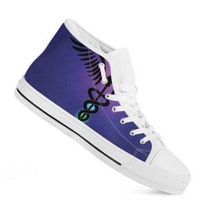 7 Chakras Caduceus Print White High Top Shoes