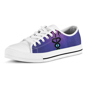 7 Chakras Caduceus Print White Low Top Shoes