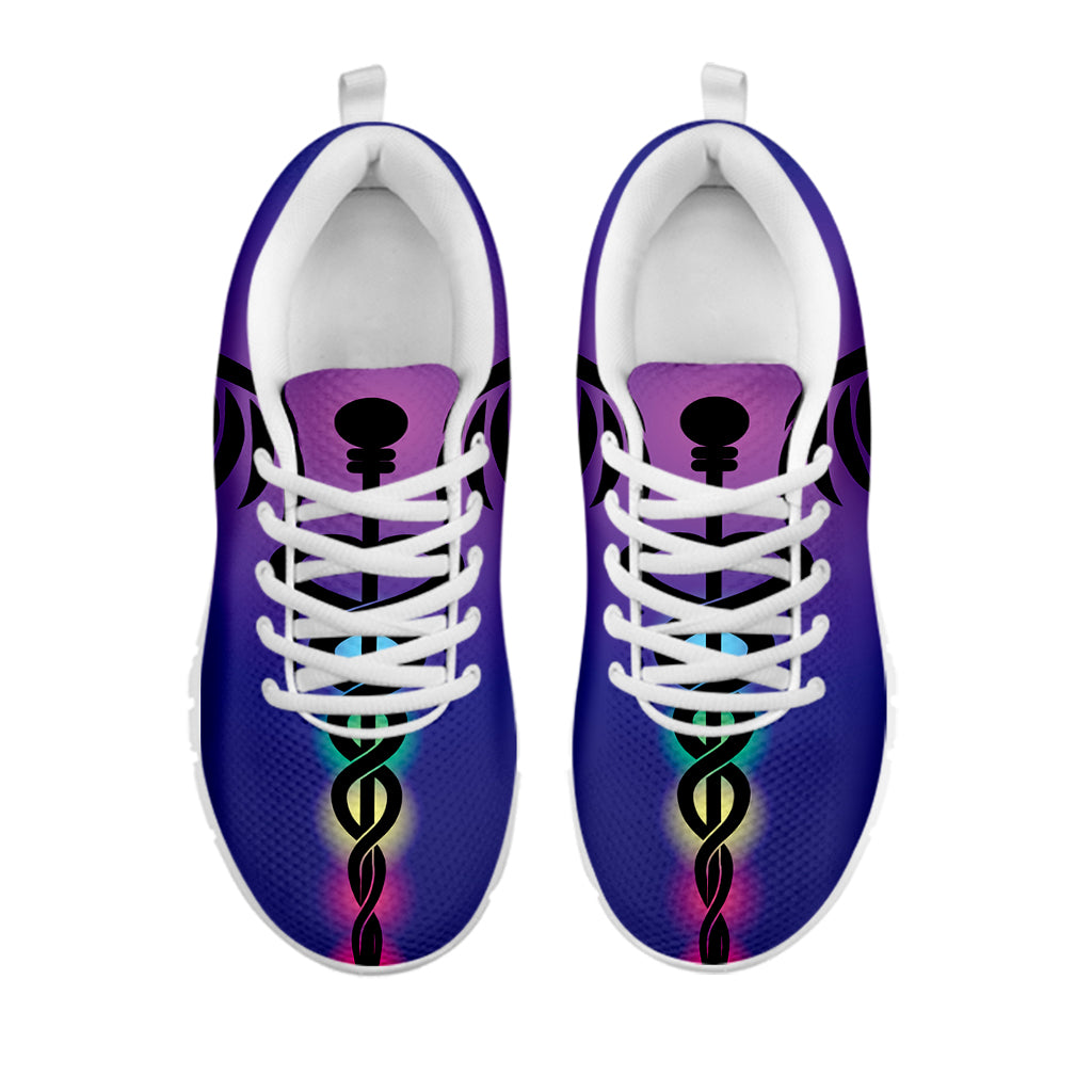 7 Chakras Caduceus Print White Sneakers