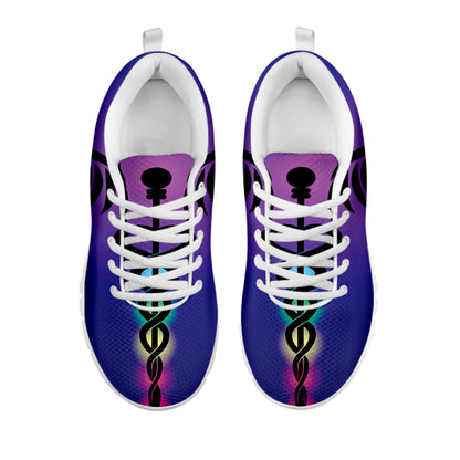 7 Chakras Caduceus Print White Sneakers