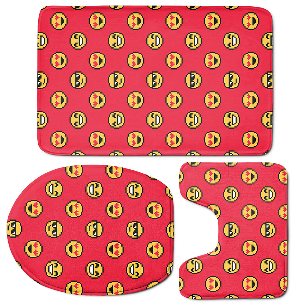 8-Bit Emoji Pattern Print 3 Piece Bath Mat Set