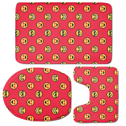 8-Bit Emoji Pattern Print 3 Piece Bath Mat Set