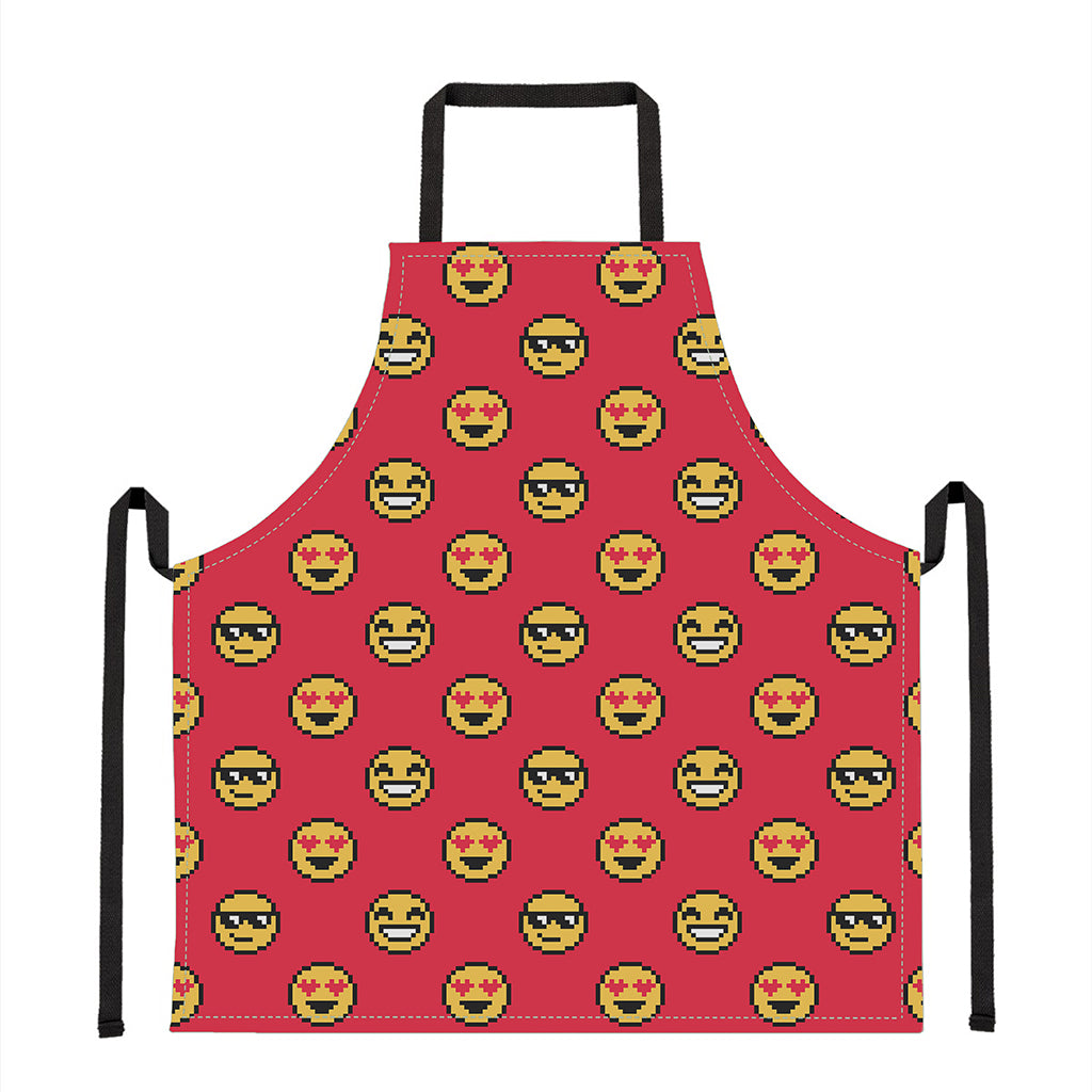 8-Bit Emoji Pattern Print Apron