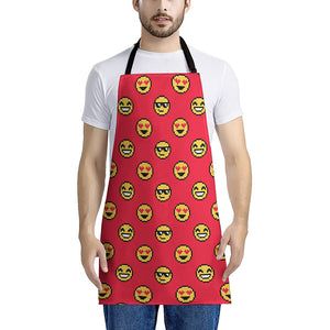 8-Bit Emoji Pattern Print Apron