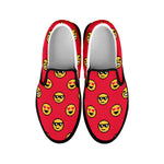 8-Bit Emoji Pattern Print Black Slip On Shoes