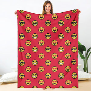 8-Bit Emoji Pattern Print Blanket