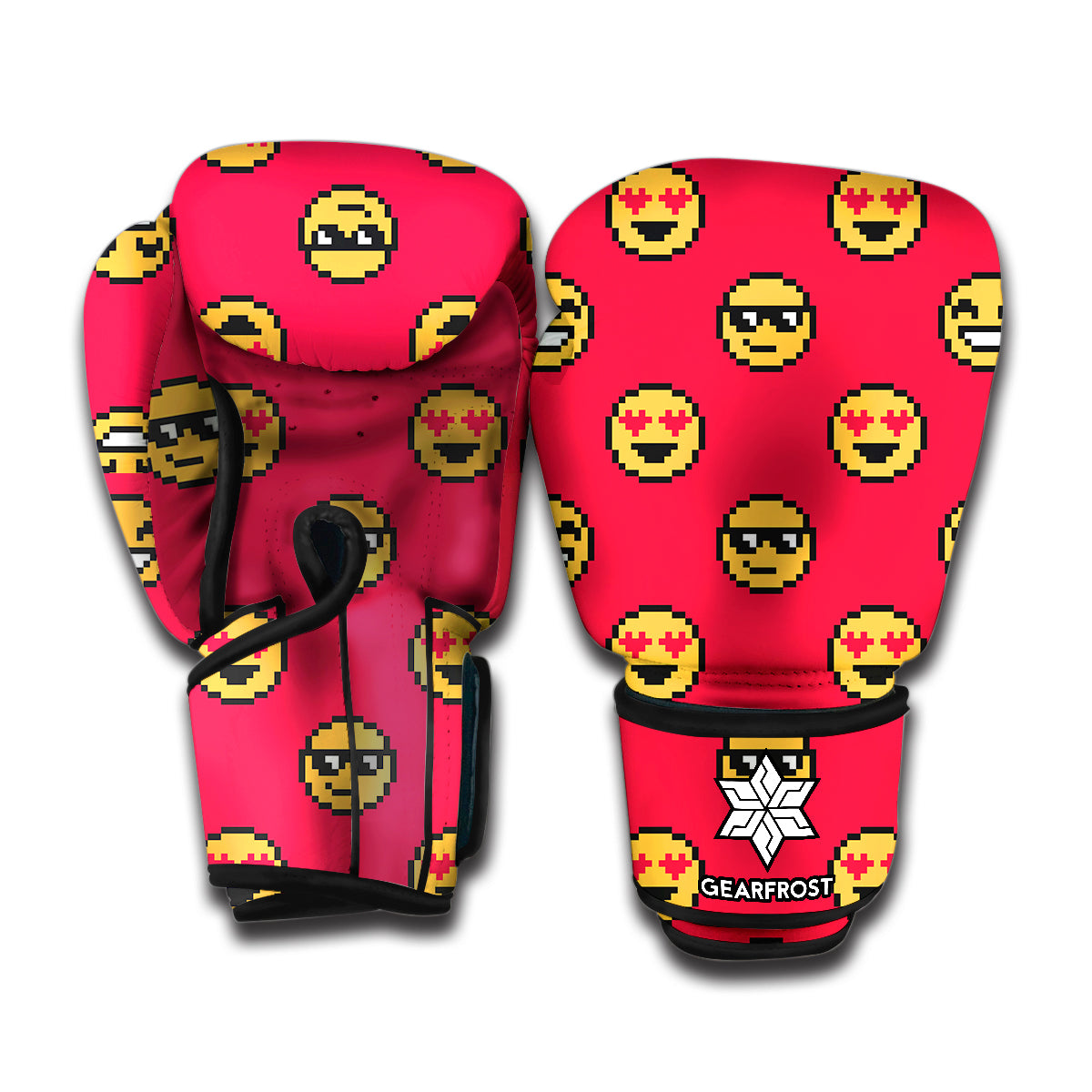 8-Bit Emoji Pattern Print Boxing Gloves