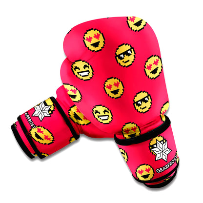 8-Bit Emoji Pattern Print Boxing Gloves