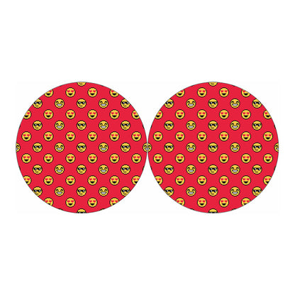 8-Bit Emoji Pattern Print Car Coasters