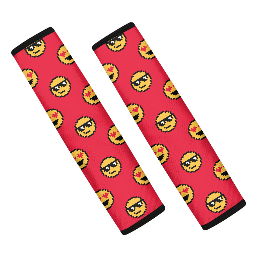 8-Bit Emoji Pattern Print Car Seat Belt Covers