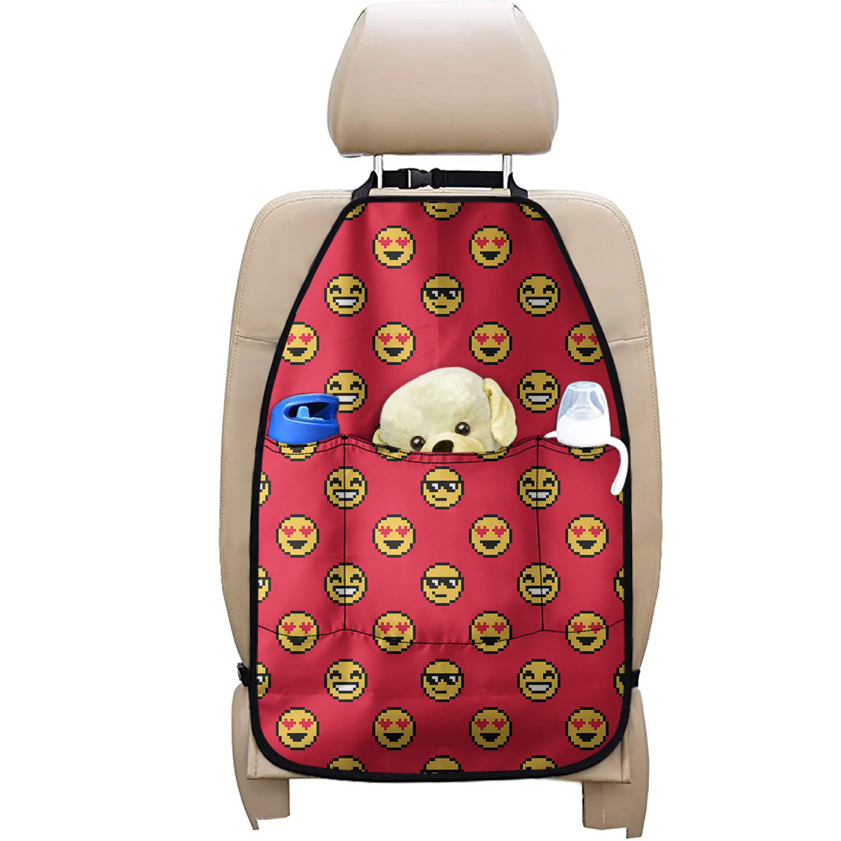 8-Bit Emoji Pattern Print Car Seat Organizers