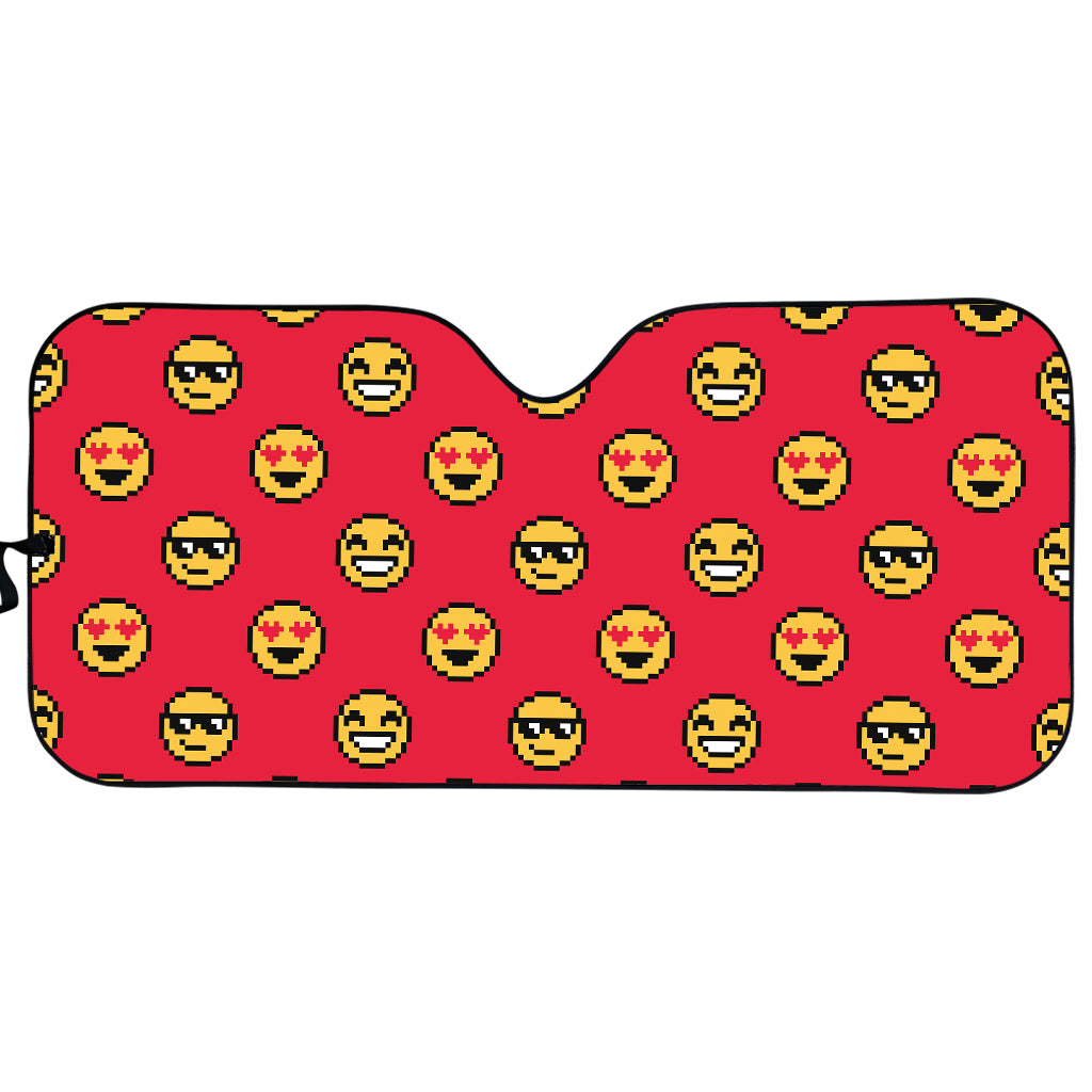 8-Bit Emoji Pattern Print Car Sun Shade