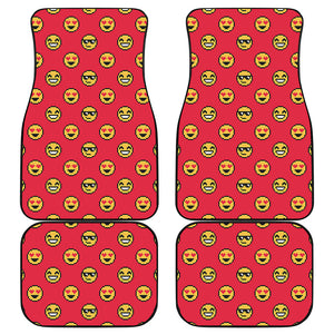 8-Bit Emoji Pattern Print Front and Back Car Floor Mats