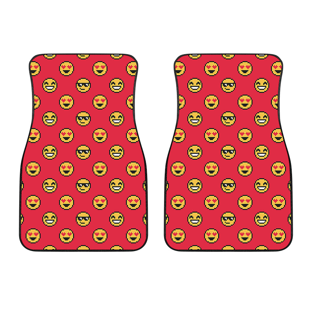 8-Bit Emoji Pattern Print Front Car Floor Mats