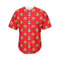 8-Bit Emoji Pattern Print Men's Baseball Jersey