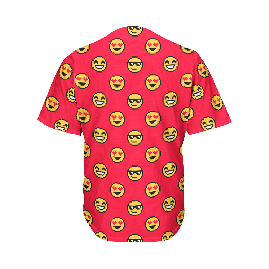 8-Bit Emoji Pattern Print Men's Baseball Jersey