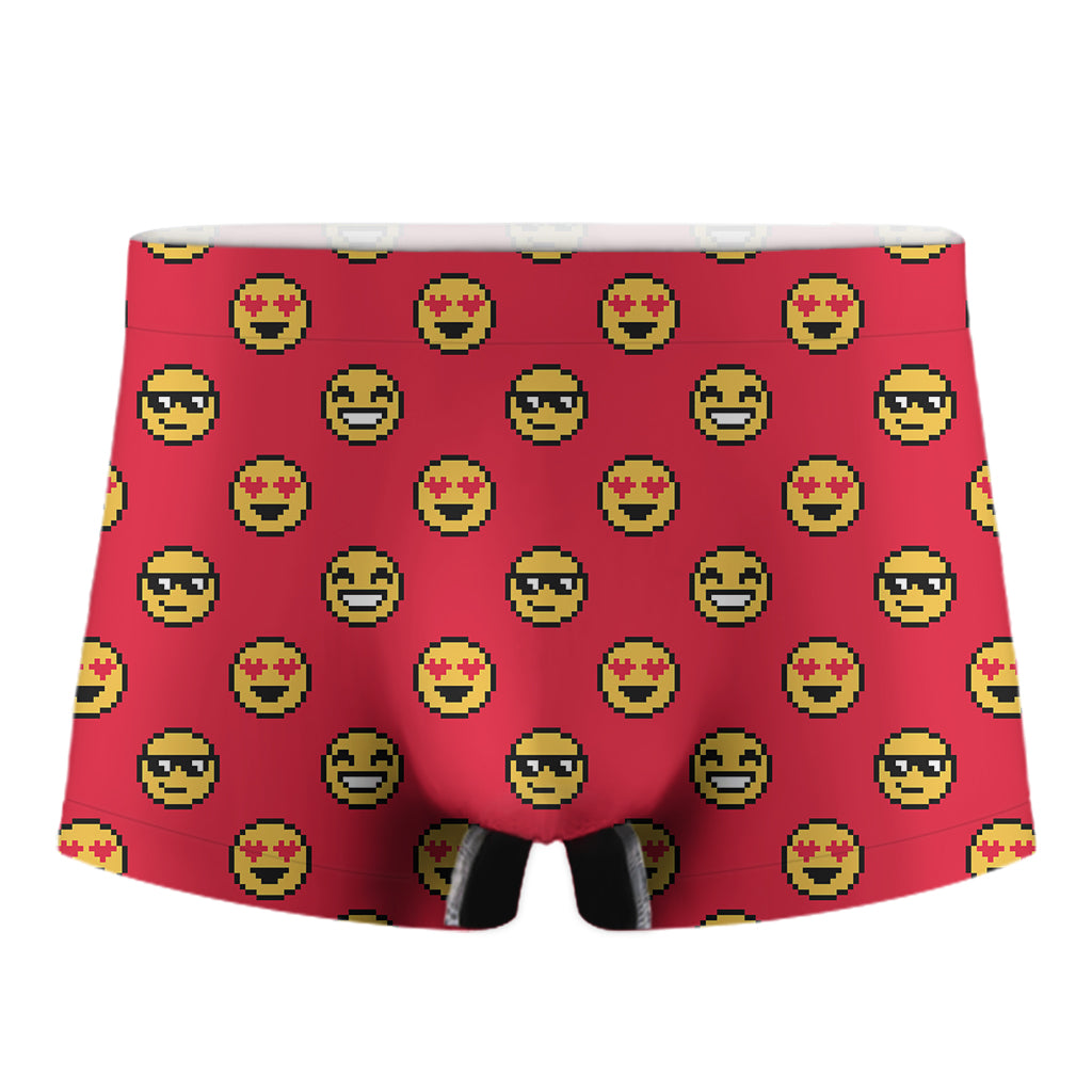 8-Bit Emoji Pattern Print Men's Boxer Briefs