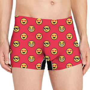 8-Bit Emoji Pattern Print Men's Boxer Briefs