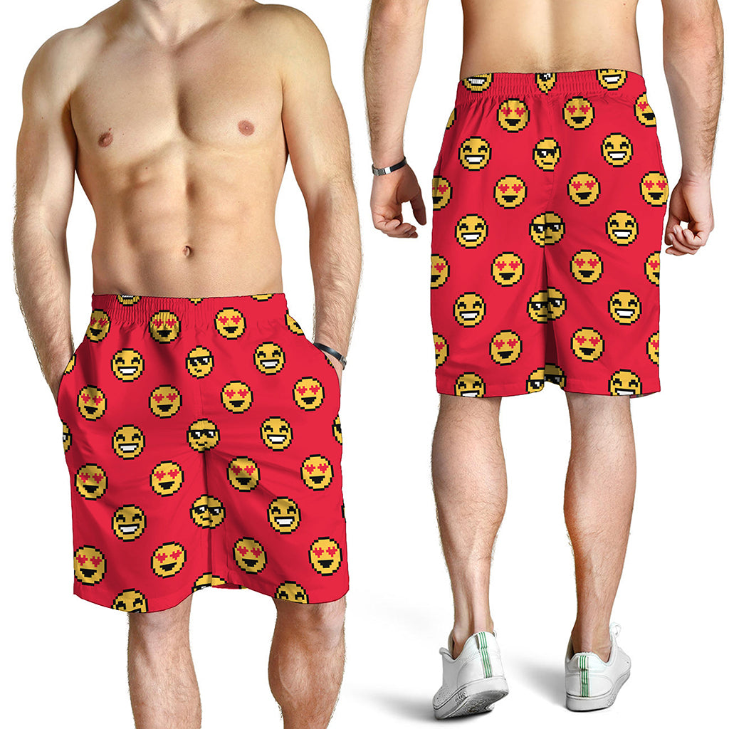 8-Bit Emoji Pattern Print Men's Shorts