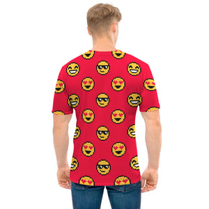 8-Bit Emoji Pattern Print Men's T-Shirt