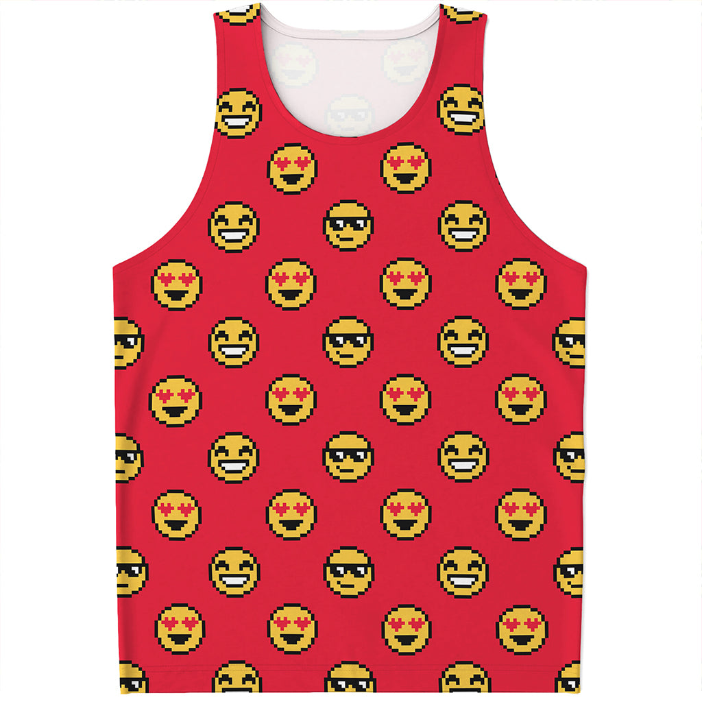 8-Bit Emoji Pattern Print Men's Tank Top