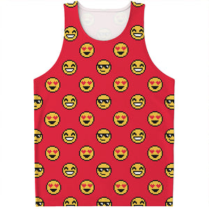 8-Bit Emoji Pattern Print Men's Tank Top