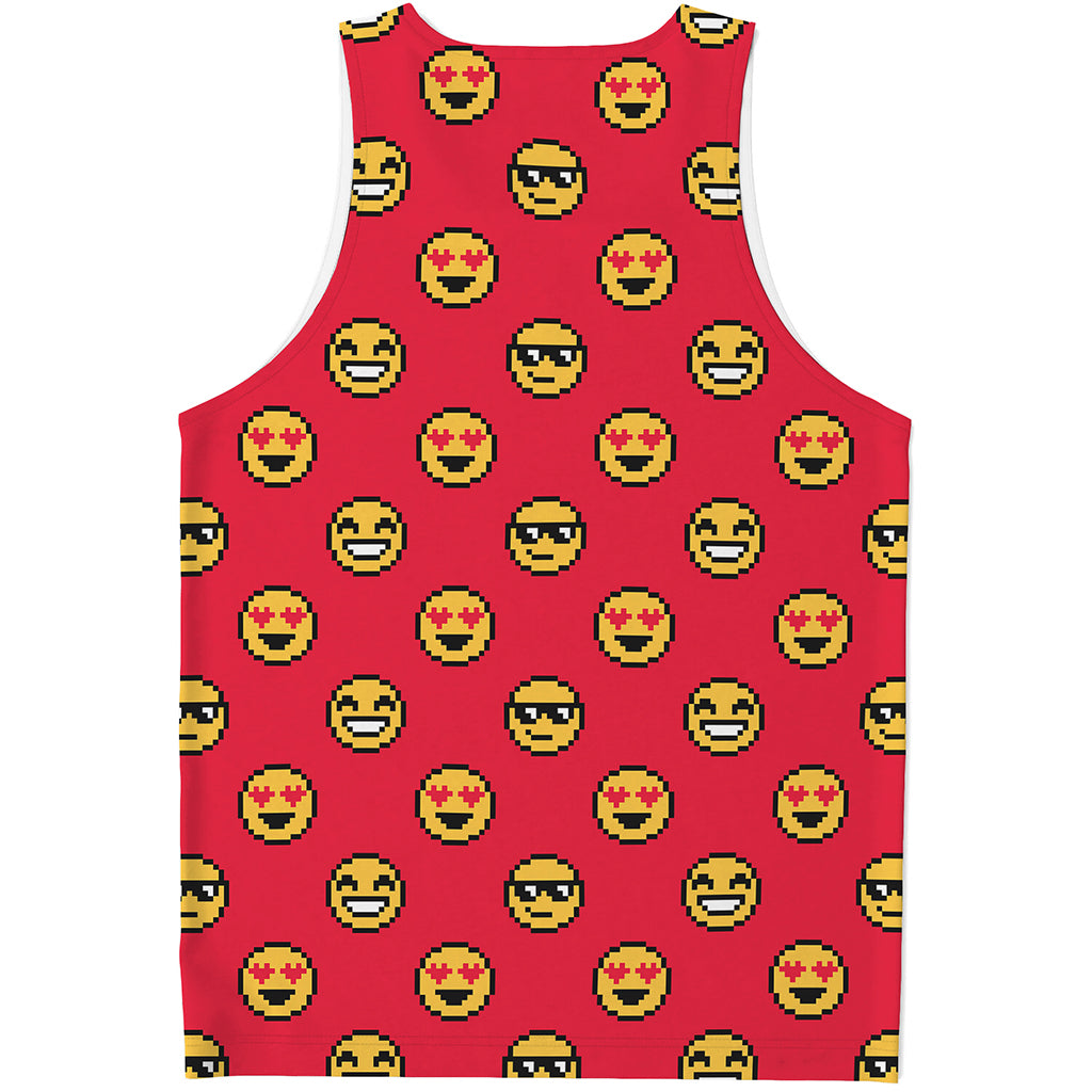 8-Bit Emoji Pattern Print Men's Tank Top