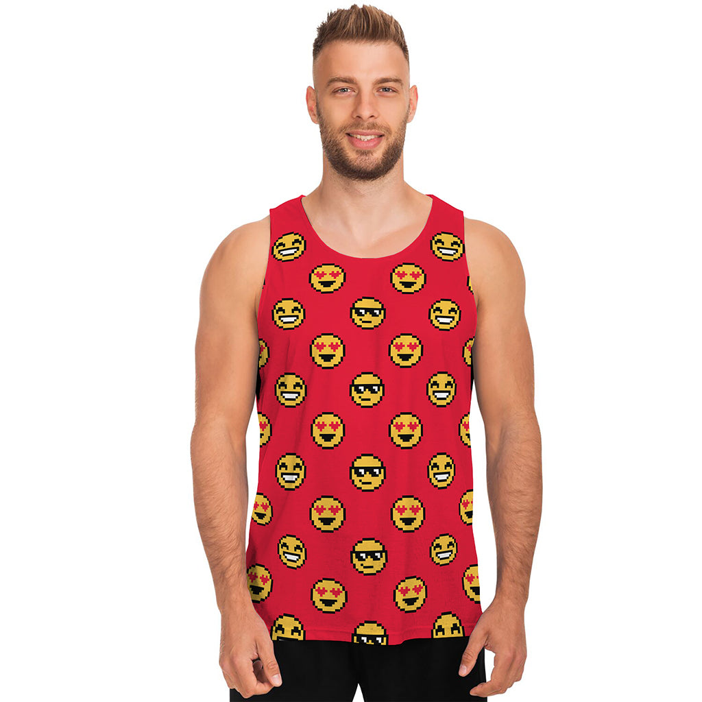 8-Bit Emoji Pattern Print Men's Tank Top