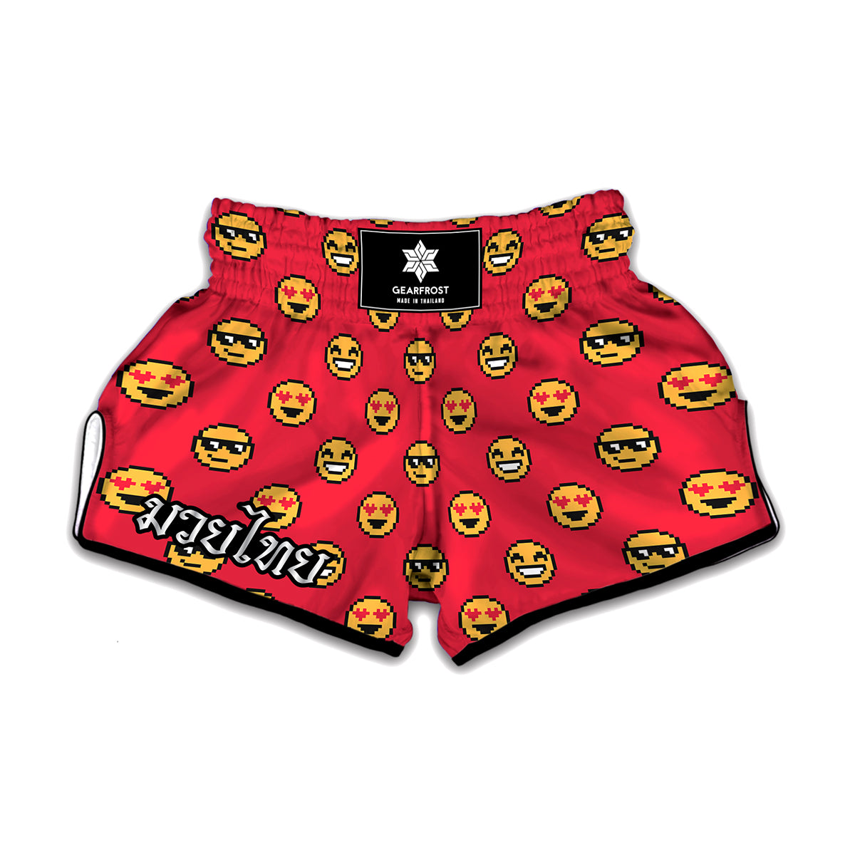 8-Bit Emoji Pattern Print Muay Thai Boxing Shorts