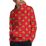 8-Bit Emoji Pattern Print Pullover Hoodie