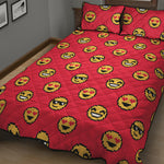 8-Bit Emoji Pattern Print Quilt Bed Set