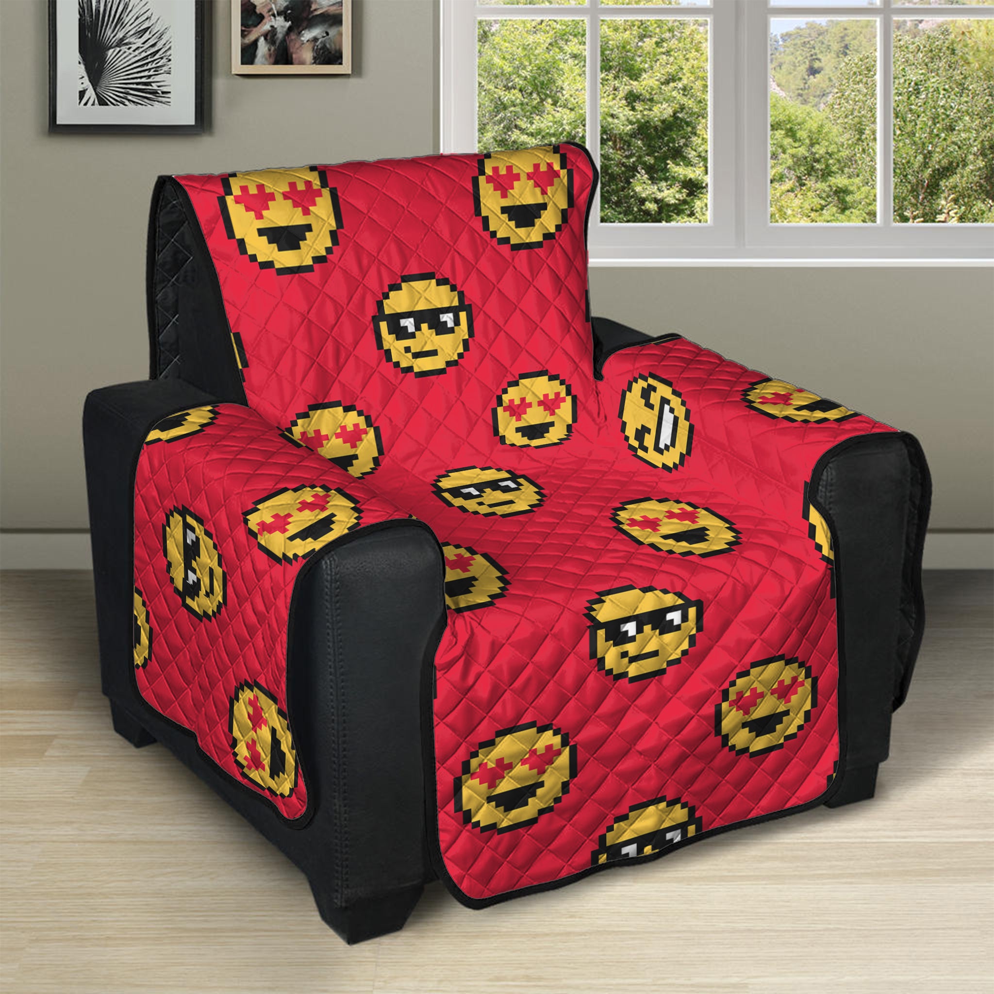 8-Bit Emoji Pattern Print Recliner Protector