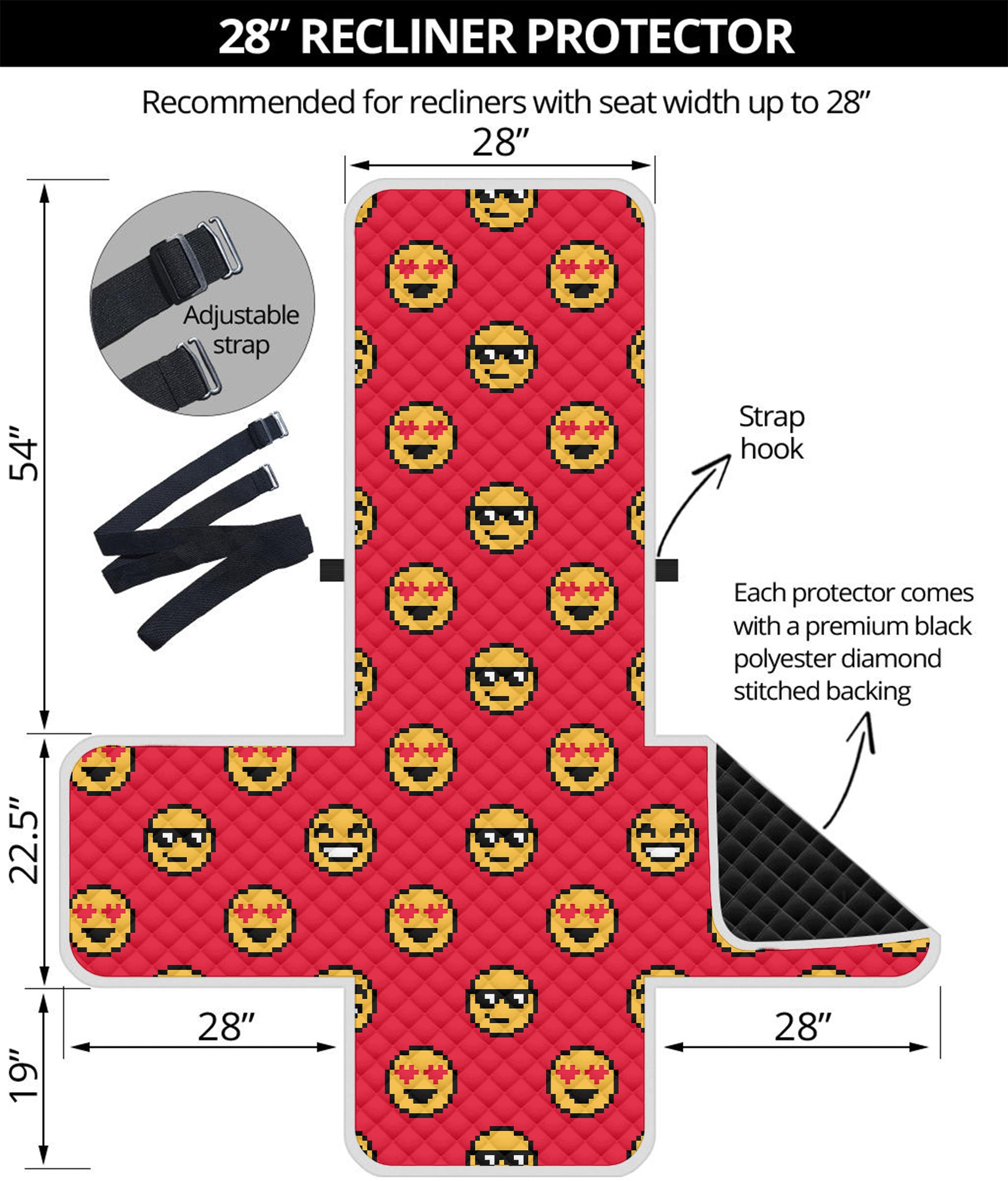 8-Bit Emoji Pattern Print Recliner Protector