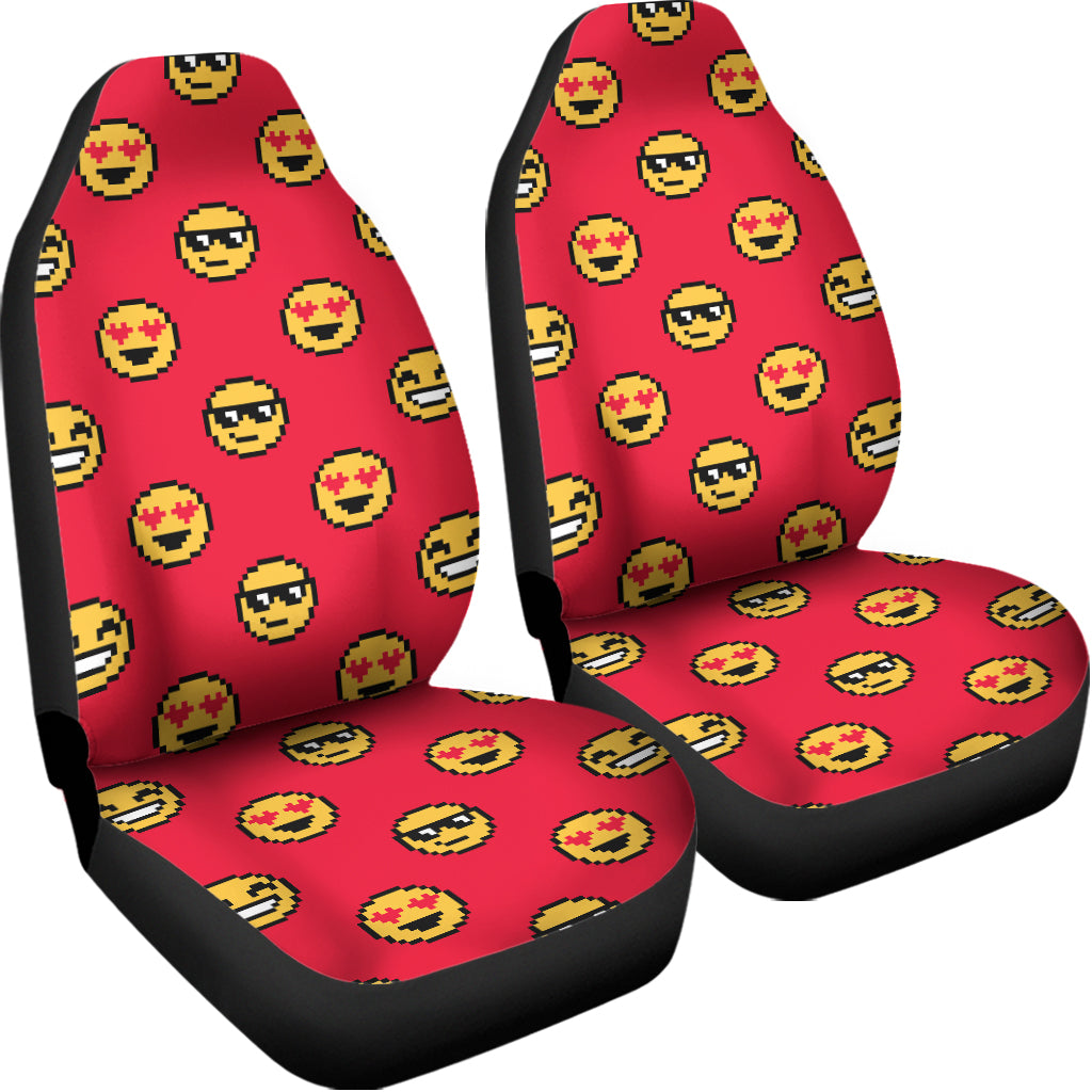 8-Bit Emoji Pattern Print Universal Fit Car Seat Covers
