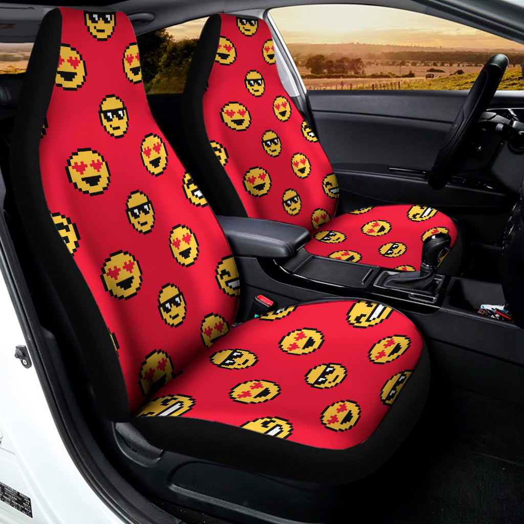 8-Bit Emoji Pattern Print Universal Fit Car Seat Covers