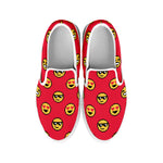 8-Bit Emoji Pattern Print White Slip On Shoes