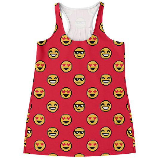 8-Bit Emoji Pattern Print Women's Racerback Tank Top