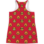 8-Bit Emoji Pattern Print Women's Racerback Tank Top