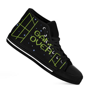 8-Bit Game Over Print Black High Top Shoes