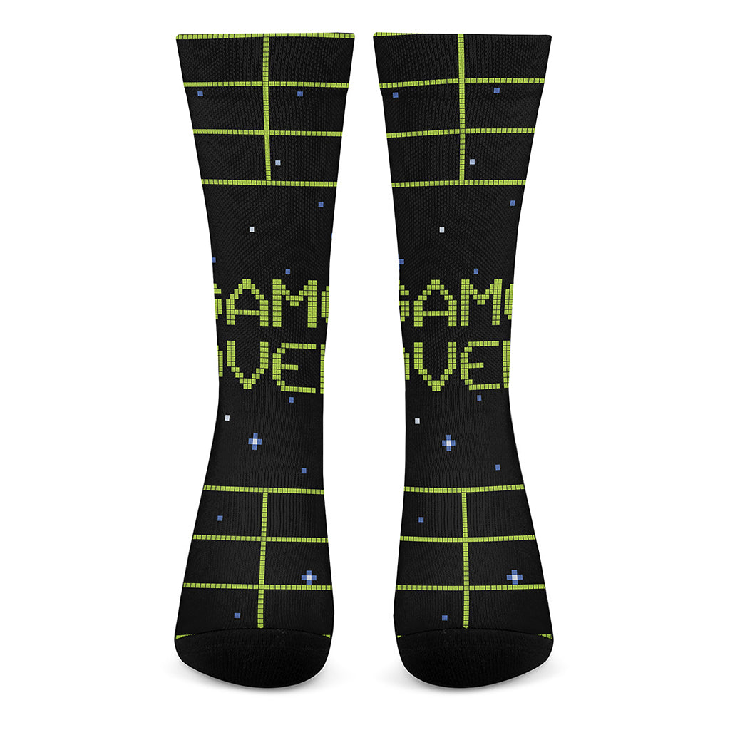 8-Bit Game Over Print Crew Socks