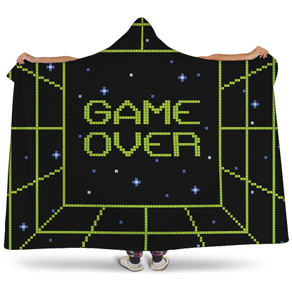 8-Bit Game Over Print Hooded Blanket