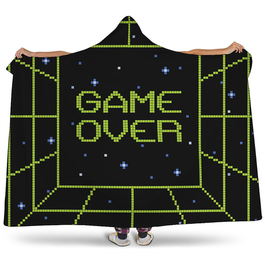 8-Bit Game Over Print Hooded Blanket
