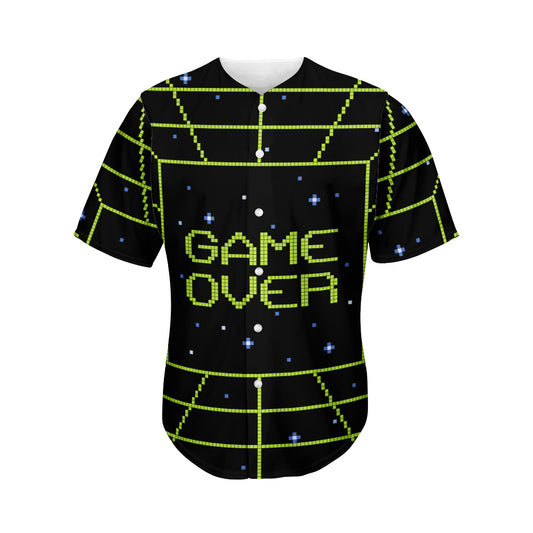 8-Bit Game Over Print Men's Baseball Jersey