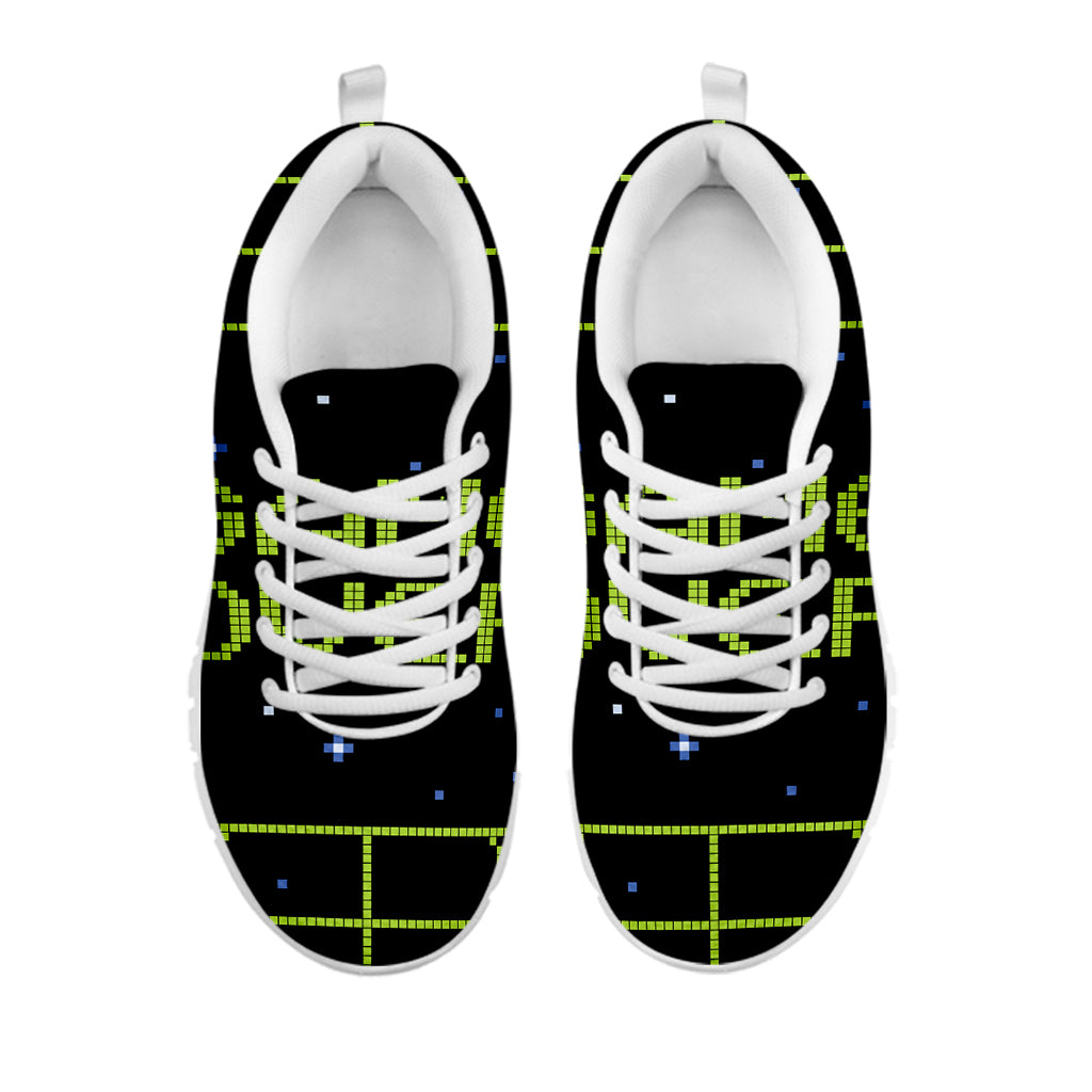 8-Bit Game Over Print White Sneakers