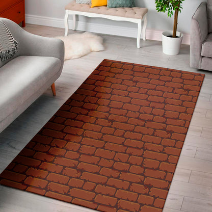 8-Bit Pixel Brick Wall Print Area Rug