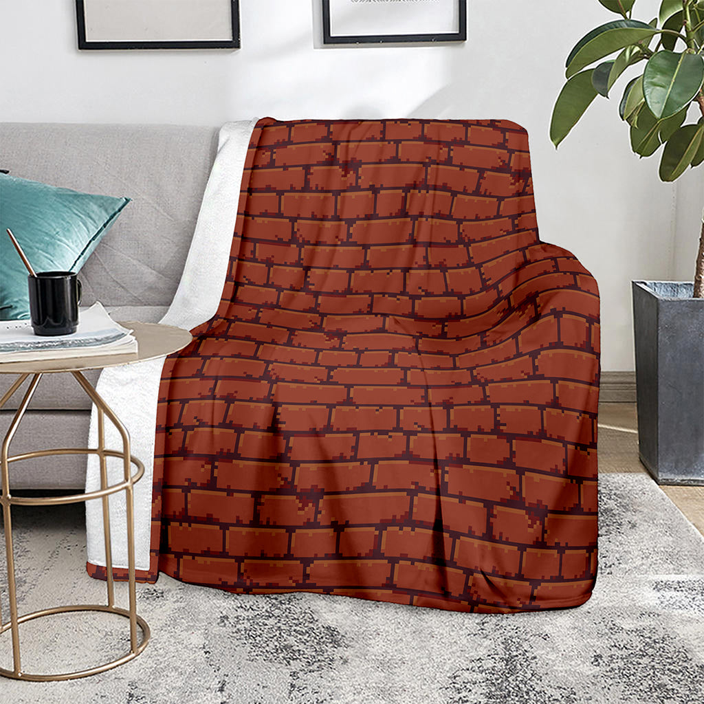 8-Bit Pixel Brick Wall Print Blanket