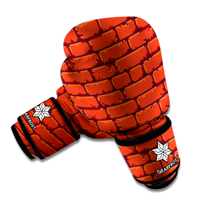 8-Bit Pixel Brick Wall Print Boxing Gloves