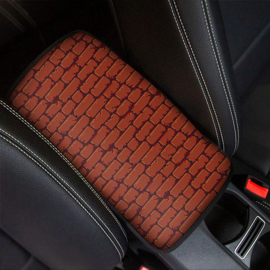 8-Bit Pixel Brick Wall Print Car Center Console Cover