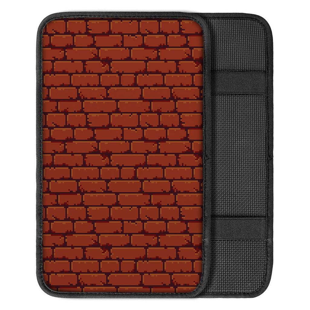8-Bit Pixel Brick Wall Print Car Center Console Cover