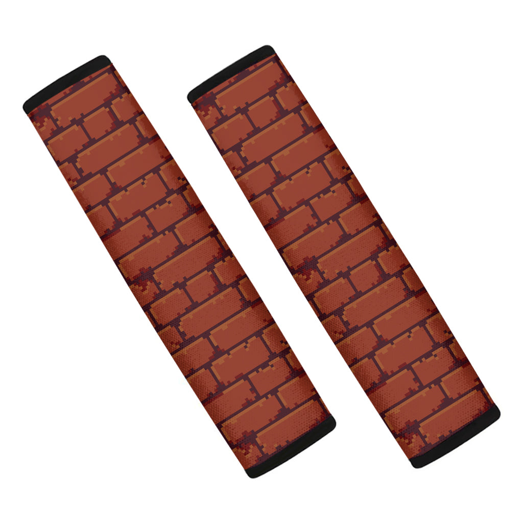 8-Bit Pixel Brick Wall Print Car Seat Belt Covers
